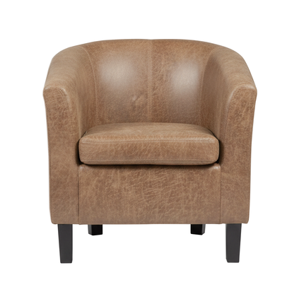 Tub Chair - Brown Faux Leather