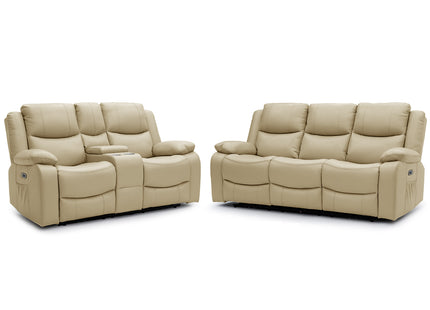 Voltrix - 3+2 Beige Electric Recliner Suite with Drinks Tray