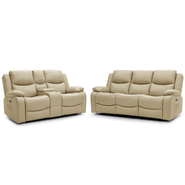 Voltex - 3+2 Beige Electric Recliner Suite with Drinks Tray