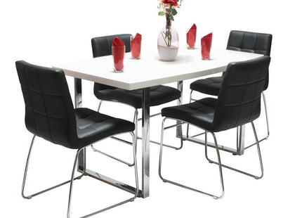 Dunloe White Table & 4 Sled Chairs