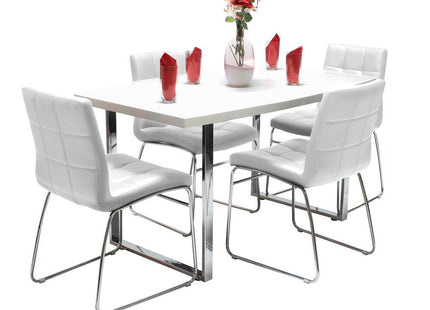Dunloe White Table & 4 Sled Chairs