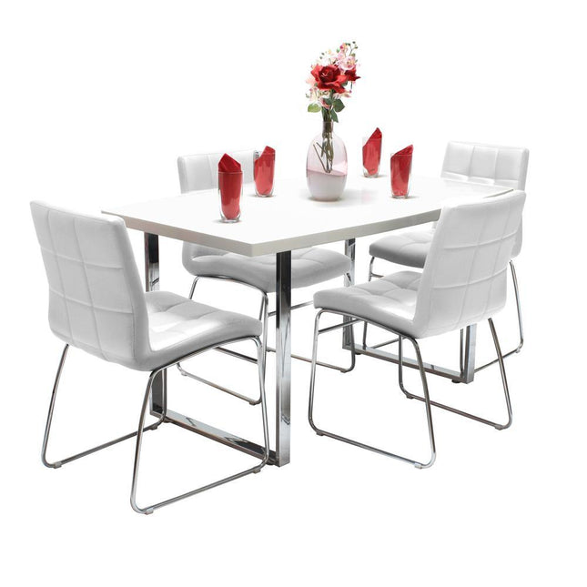 Dunloe White Table & 4 Sled Chairs