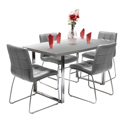Dunloe Grey Table & 4 Sled Chairs