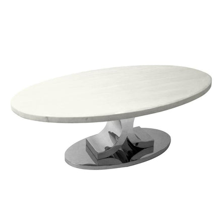 White Marble Coffee Table with Chrome Base
