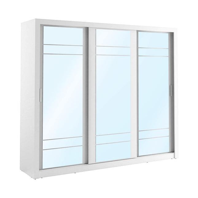 Boston 3 Door Mirrored Sliding Wardrobe | White