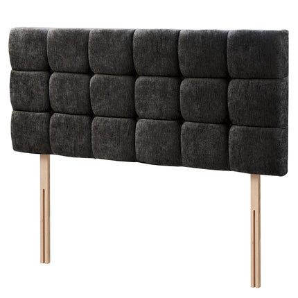 Chenille - Cubed Buttoned Double Headboard (4ft6)