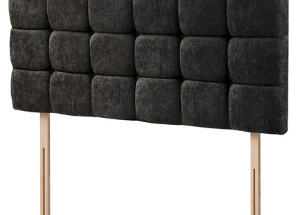 Chenille- Cubed Buttoned Small Double Headboard (4ft)