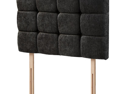 Chenille - Cubed Buttoned Single Headboard (3ft)