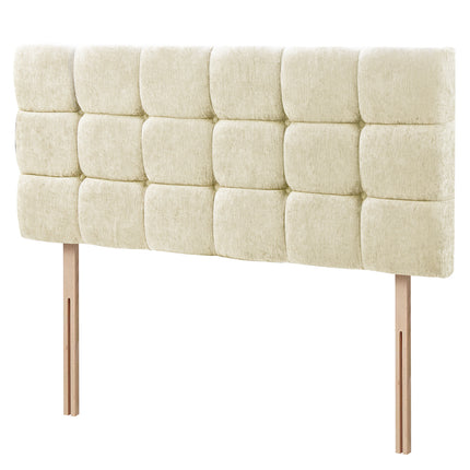 Chenille - Cubed Buttoned Double Headboard (4ft6)
