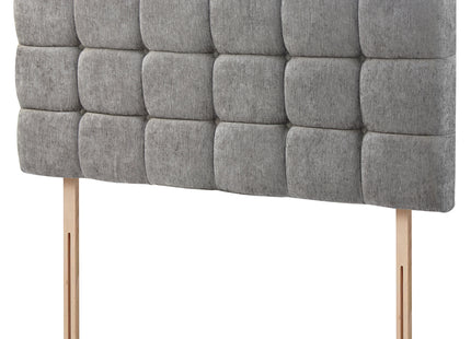 Chenille - Cubed Buttoned Double Headboard (4ft6)