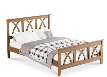 Chloe - Oak Double Frame Bed & Rimini Mattress (4ft6)