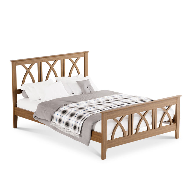 Chloe - Oak Double Frame Bed & Rimini Mattress (4ft6)