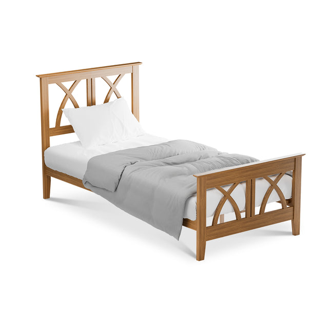 Chloe - Oak Single Frame Bed & Rimini Mattress (3ft)