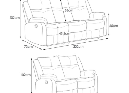 Cobh - 3 & 2 Seater Reclining Black Suite