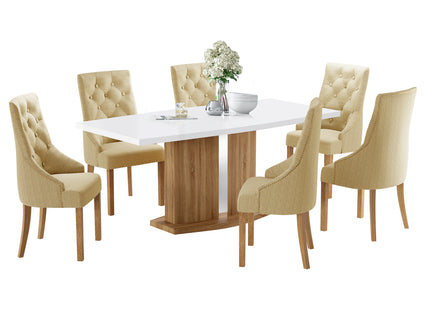 Detroit High Gloss White Top Sonoma Table & Paris Dining Chairs