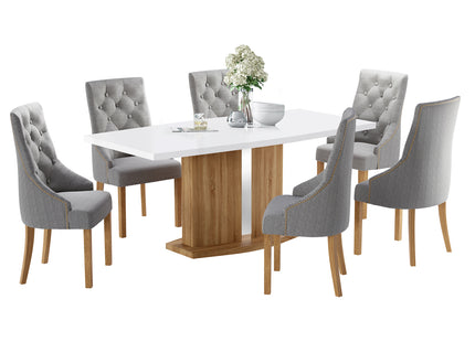 Detroit High Gloss White Top Sonoma Table & Paris Dining Chairs