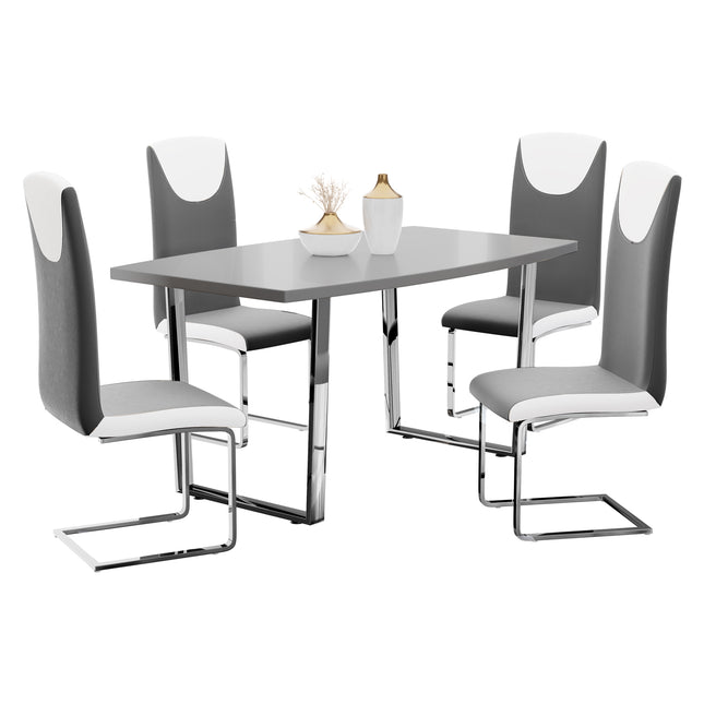 Dunloe High Gloss GreyTable & Oregon Chairs