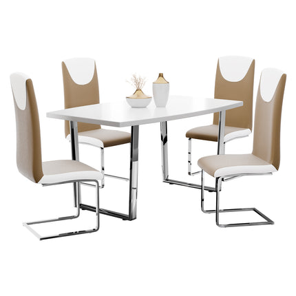 Dunloe High Gloss White Table & Oregon Chairs