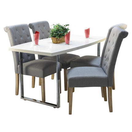 Dunloe White Dining Table & 4 Grey Venice Chairs