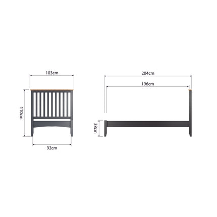 Simba - Charcoal Single Frame Bed & Mattress (3ft)