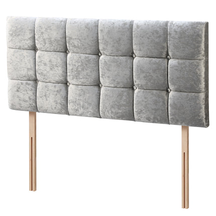 Crushed Velvet - Cubed Buttoned Small Double Headboard (4ft)