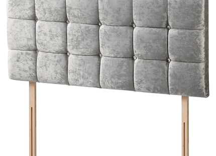 Crushed Velvet - Cubed Buttoned Double Headboard (4ft6)