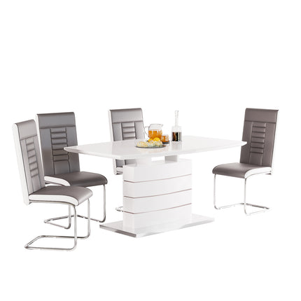 Levi White Extending Table & Finbar Chairs