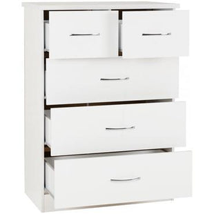 Nevada 5 Drawer Chest White 2 over 3