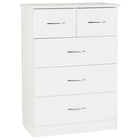 Nevada 5 Drawer Chest White 2 over 3