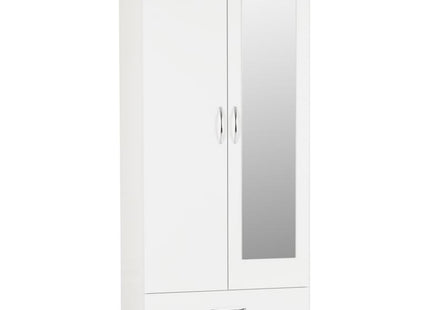 Nevada 2DR Wardrobe White with Mirror