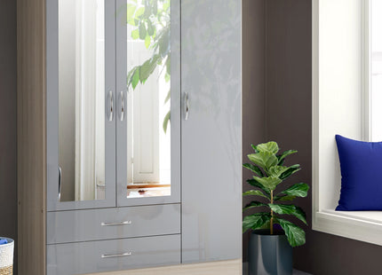 Nevada 3 Door Wardrobe Grey