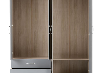 Nevada 4 Door Wardrobe Grey