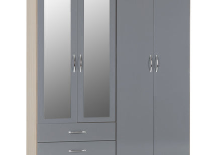 Nevada 4 Door Wardrobe Grey