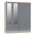 Nevada 4 Door Wardrobe Grey