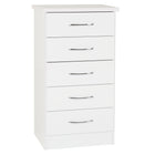 Nevada 5 Drawer Narrow Chest White