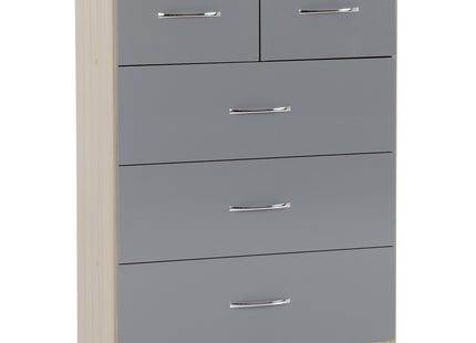 Nevada 5 Drawer Chest Grey 2 over 3