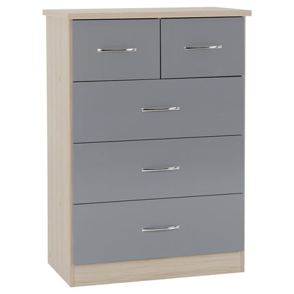 Nevada 5 Drawer Chest Grey 2 over 3