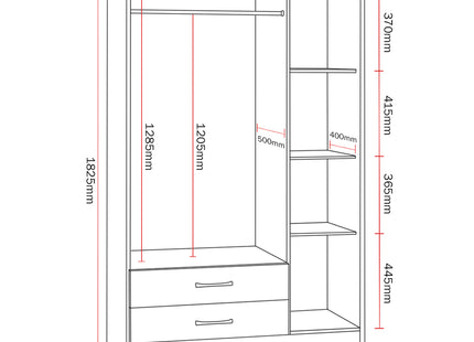 Nevada 3 Door Wardrobe Grey