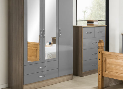 Nevada 3 Door Wardrobe Grey