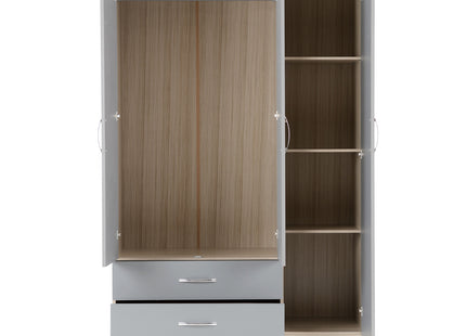 Nevada 3 Door Wardrobe Grey