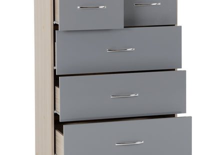 Nevada 5 Drawer Chest Grey 2 over 3