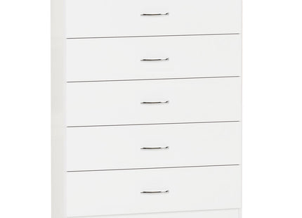 Pacific Wide 5 Drawer Chest White