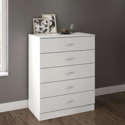 Pacific Wide 5 Drawer Chest White