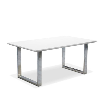 White Glossy Coffee Table With Metal Base