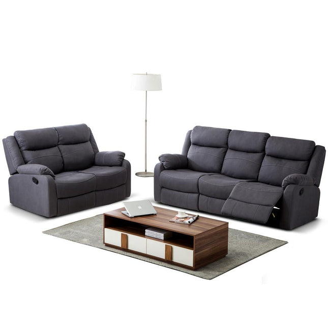 Jonas 3+2 Reclining Suite Dark Grey